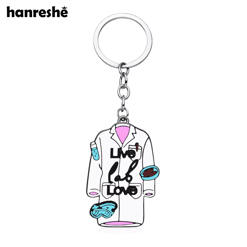 Medical Lab Gifts - Hanreshe Lab giysi emaye bilim anahtarlık