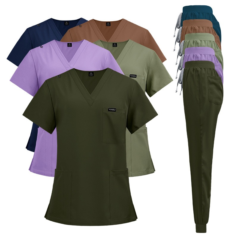 Medical Lab Gown - Uniseks Kısa Kollu Cerrahi Üniforma Seti,