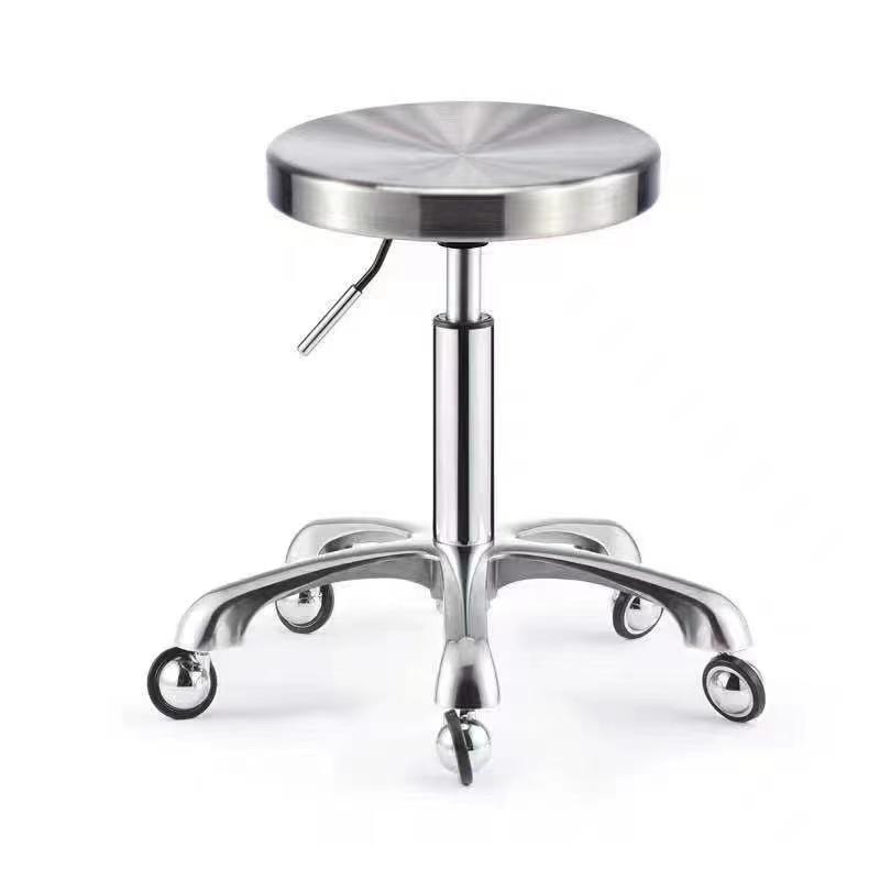 Medical Lab Chair - Profesyonel paslanmaz çelik salon taburesi, tekerlekli